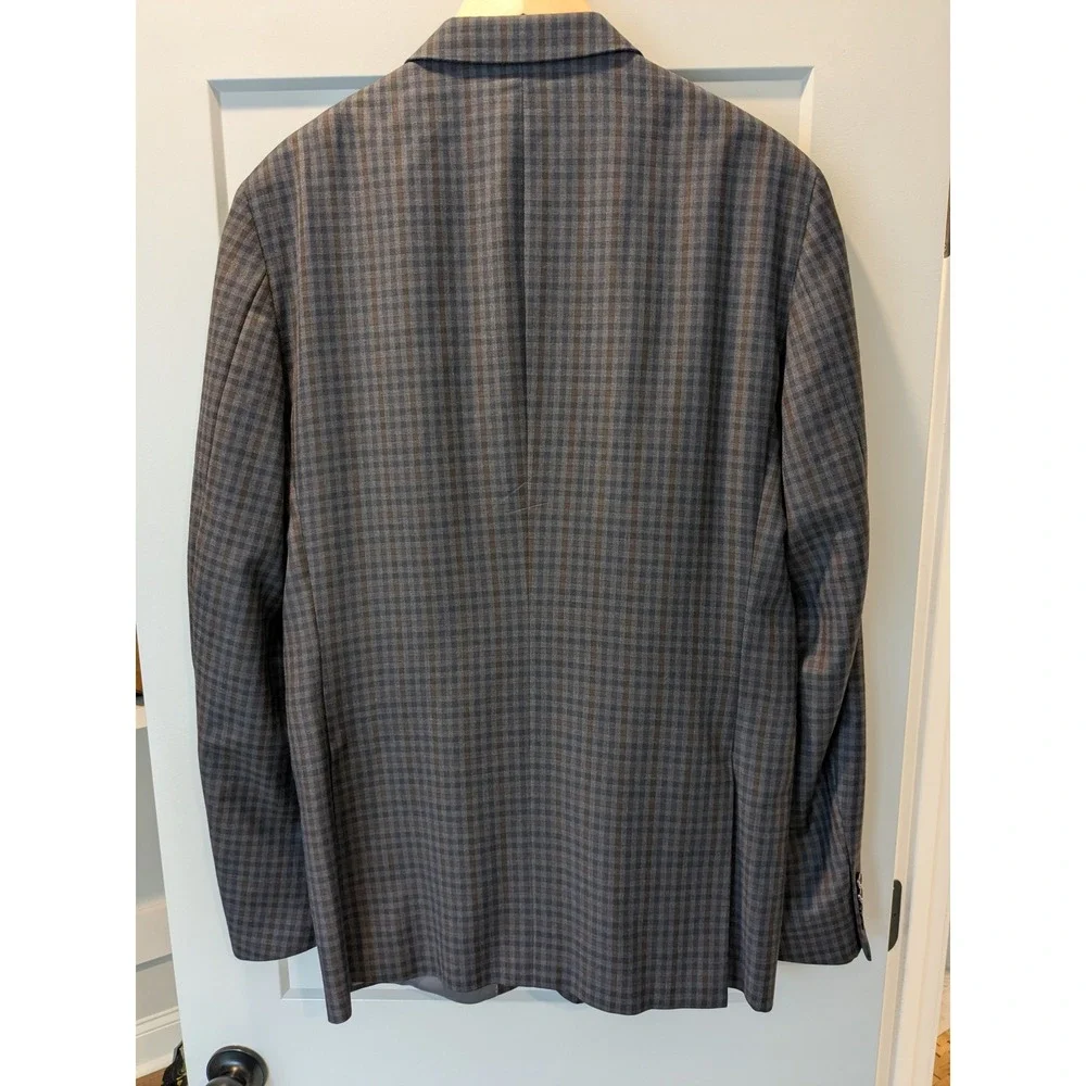 Peter Millar Mens Plaid Blazer Sport Coat Jacket 44T Navy Brown‎ Wool